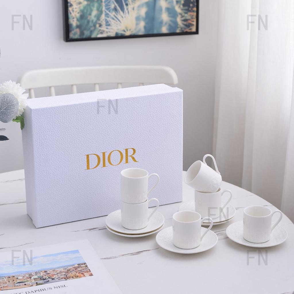 Dior Turkish coffee set of six plain white cups